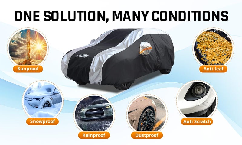 AltoCover SUV Cover Waterproof All Weather Protection with Silver Stripe Design, Car Cover Universal Fit Ford Explorer, Toyota Highlander, Honda Pilot, Dodge Durango, BMW X5 X6, Lexus RX350 - Image 5