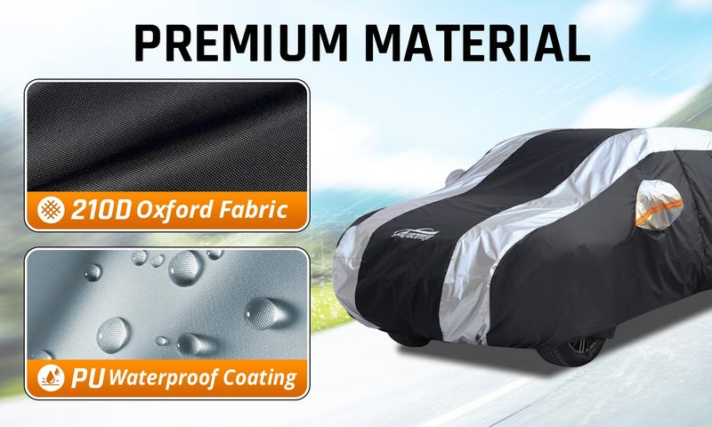 AltoCover SUV Cover Waterproof All Weather Protection with Silver Stripe Design, Car Cover Universal Fit Ford Explorer, Toyota Highlander, Honda Pilot, Dodge Durango, BMW X5 X6, Lexus RX350 - Image 2