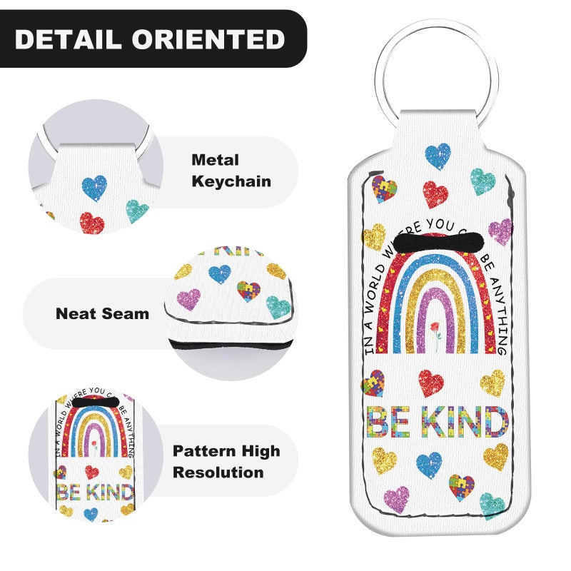 WXCYDG Be Kind Rinbow Chapstick Holder Keychain,Chapsticks Lip Balm Holder Key Chain,Lip Balm Keychain Holder with Clip - Image 3