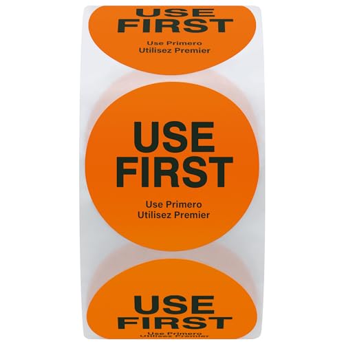 Hybsk USE First Stickers Restaurant Food Service FIFO Label 1.5 Inch Total 500 Labels Per Roll (Orange) - Image 2