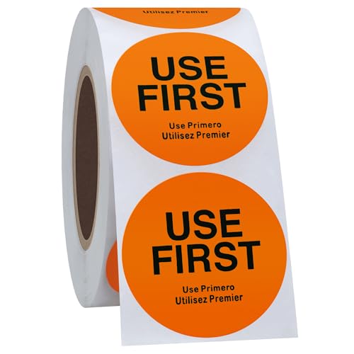 Hybsk USE First Stickers Restaurant Food Service FIFO Label 1.5 Inch Total 500 Labels Per Roll (Orange) - Image 4