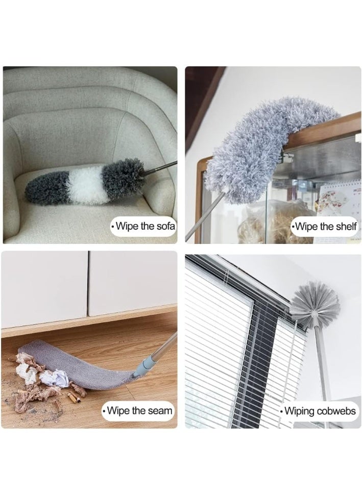 Microfiber Feather Duster,7 PCS Reusable Bendable Washable Cobweb Duster with 100 inches Extra Long Extension Pole for Cleaning Ceiling Fan, High Ceiling, Blinds, Furniture & Cars - Image 4