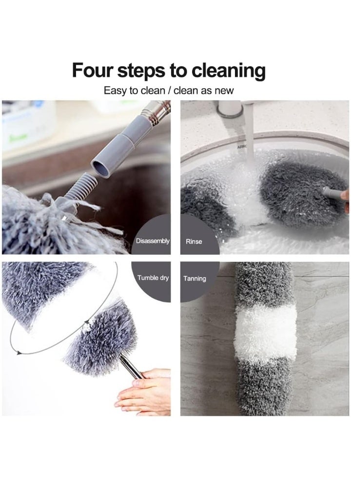 Microfiber Feather Duster,7 PCS Reusable Bendable Washable Cobweb Duster with 100 inches Extra Long Extension Pole for Cleaning Ceiling Fan, High Ceiling, Blinds, Furniture & Cars - Image 3