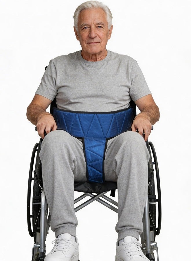 KUAZIDAR T-Shaped Wheelchair Seat Belt, Adjustable Safety Harness for Elderly & Disabled, Non-Slip Medical Mobility Accessory (Blue) - Image 1