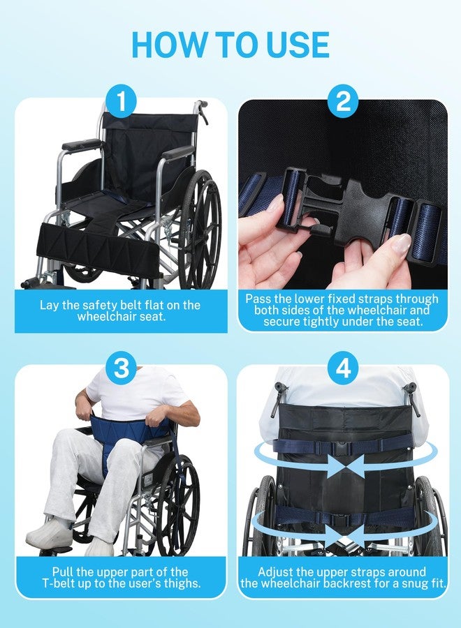 KUAZIDAR T-Shaped Wheelchair Seat Belt, Adjustable Safety Harness for Elderly & Disabled, Non-Slip Medical Mobility Accessory (Blue) - Image 5