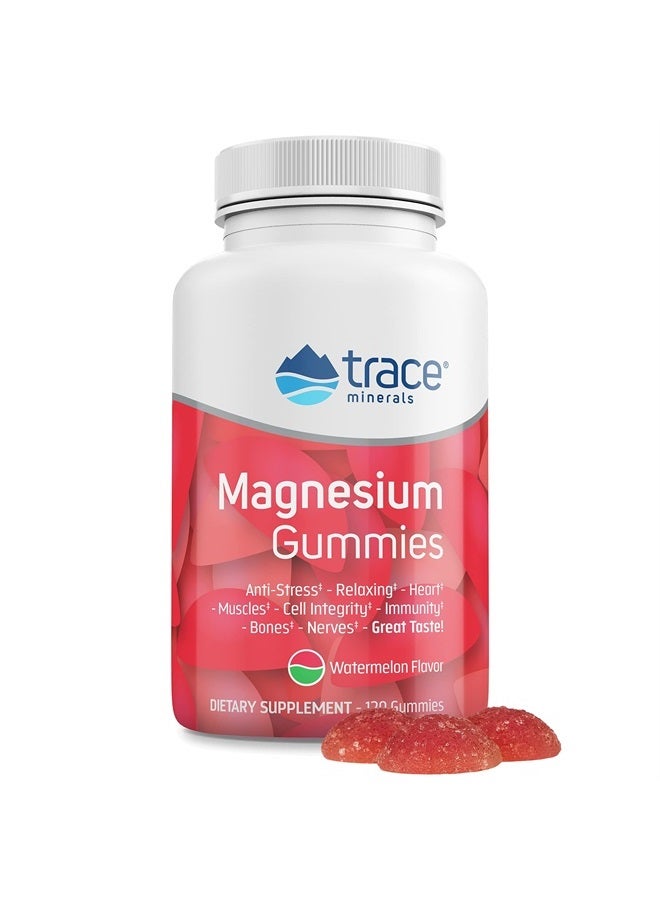 Trace Minerals جواهر المغنيسيوم (120 حبة) سكر منخفض | سترات المغنيسيوم | دعم النوم الطبيعي، يهدئ العضلات | دعم المزاج والهضم | للأطفال والبالغين | بطيخ - Image 1