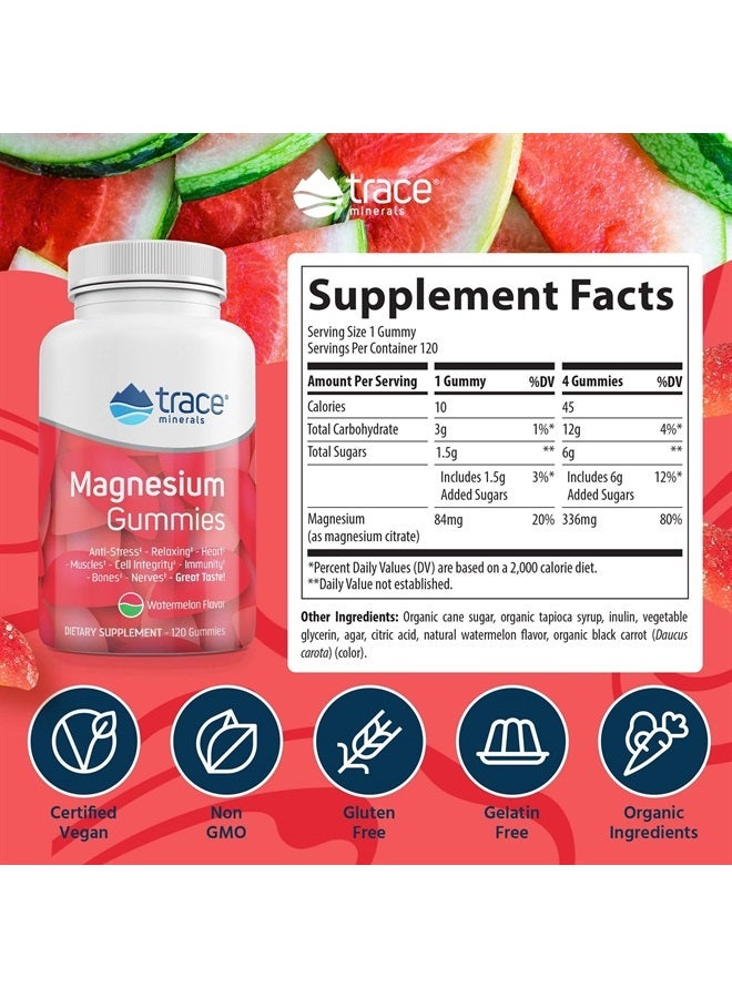 Trace Minerals جواهر المغنيسيوم (120 حبة) سكر منخفض | سترات المغنيسيوم | دعم النوم الطبيعي، يهدئ العضلات | دعم المزاج والهضم | للأطفال والبالغين | بطيخ - Image 4