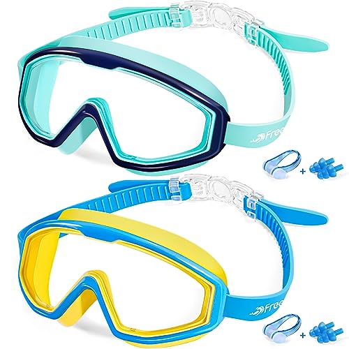 Freela Swim Goggles for Kids 6-14 4-7 8-12 3-6 2-4 3-5 3-10 4-8, Boys Girls Swimming Goggles Anti Fog UV Protection Waterproof No Leaking, Toddler Water Clear Beach Pool Goggles - Image 1