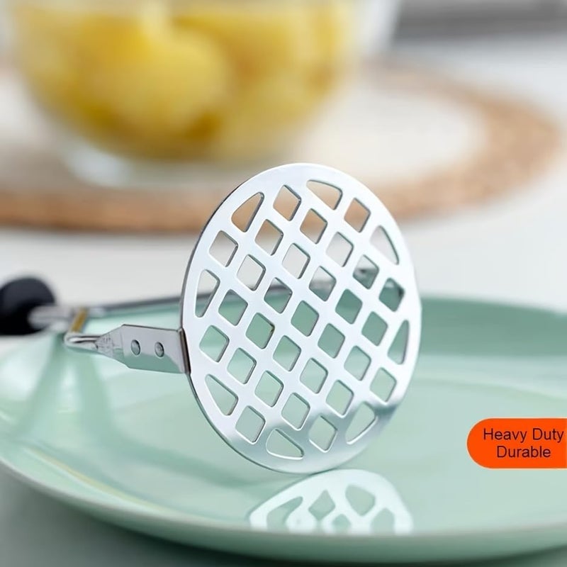 DANSR Stainless Steel Smooth Potato Masher Potato Masher Large Round Press Plate Spud Smasher Ricer Professional Metal Wire Masher Kitchen Tool for Vegetable Banana pottato Beans Fruits Red  - Image 5