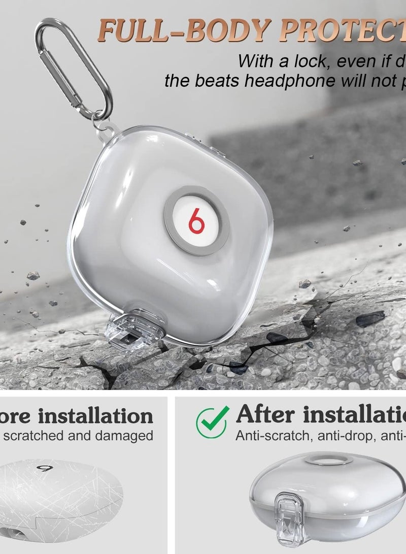 Captaintech Clear Lockable Case for Beats Fit Pro, Hard PC + Silicone Full Protection Cover with Keychain/Lanyard Accessories - Image 3