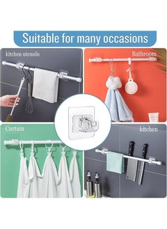XiuWoo Adjustable Rod Bracket, Self-Adhesive Curtain Hook No Drill Fixing Rod Holder Bracket Drapery Hook Curtain Pole Towel ABS Wall Bracket Hook For Home Bathroom Living Room Hotel Use (6 Pieces, Clear)  - Image 4