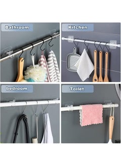 XiuWoo Adjustable Rod Bracket, Self-Adhesive Curtain Hook No Drill Fixing Rod Holder Bracket Drapery Hook Curtain Pole Towel ABS Wall Bracket Hook For Home Bathroom Living Room Hotel Use (6 Pieces, Clear)  - Image 5