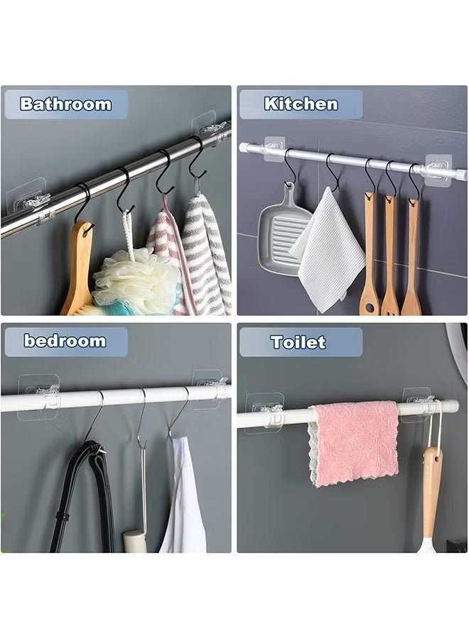 XiuWoo Adjustable Rod Bracket, Self-Adhesive Curtain Hook No Drill Fixing Rod Holder Bracket Drapery Hook Curtain Pole Towel ABS Wall Bracket Hook For Home Bathroom Living Room Hotel Use (6 Pieces, Clear)  - Image 5
