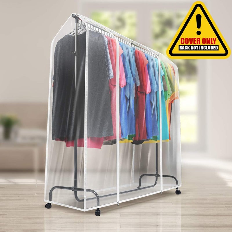 6 Ft Transparent Garment Rack Cover - Clothing Storage Protector for Dresses, Suits, and Coats - Image 3