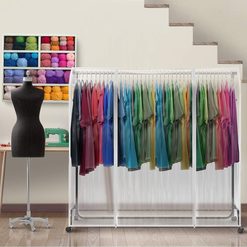 6 Ft Transparent Garment Rack Cover - Clothing Storage Protector for Dresses, Suits, and Coats - Image 5
