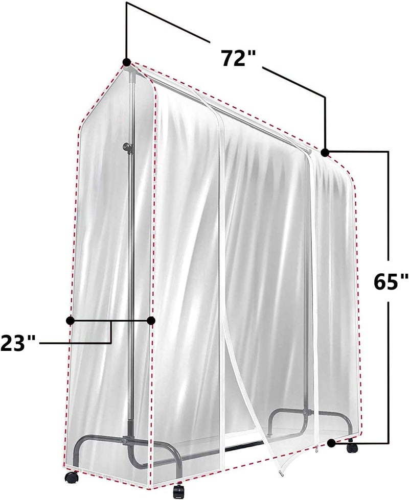 6 Ft Transparent Garment Rack Cover - Clothing Storage Protector for Dresses, Suits, and Coats - Image 2