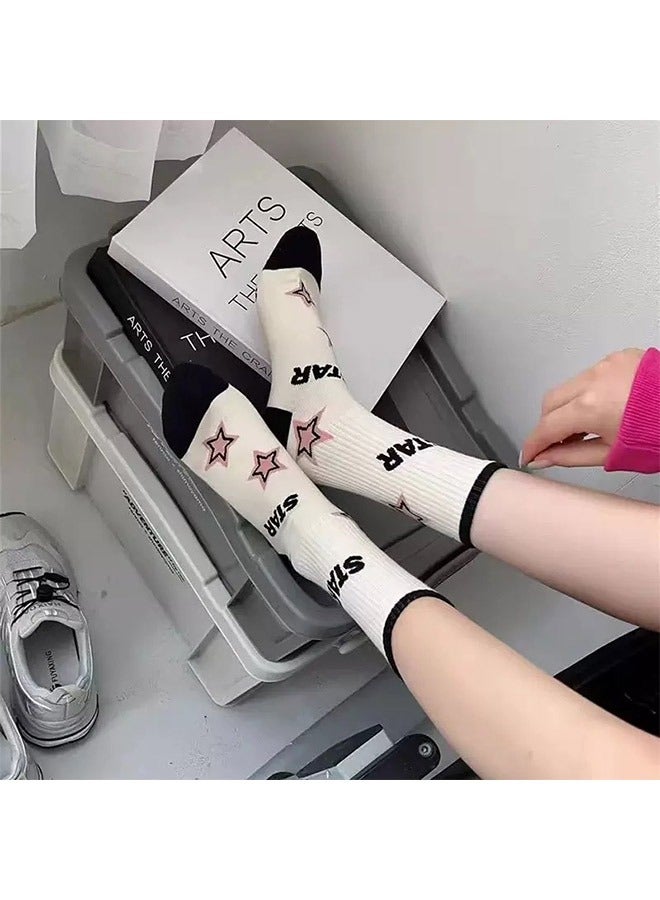 Set of 5 Pairs Black/White/Pink High Quality Socks - Image 5