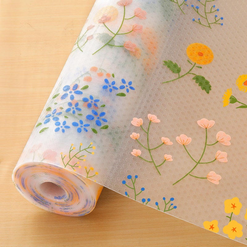 INNOLITES Non-Slip Shelf Liner - Cabinet & Drawer Liner Non-Adhesive - Waterproof Oil-Proof - Durable EVA with Floral for Kitchen Cabinets Refrigerator - BPA-Free, Easy to Cut 11.8" x 360" - Image 1