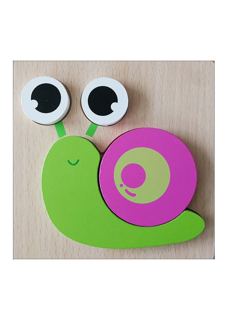 Children's Educational Wooden Cartoon Snails Jigsaw Puzzles Suitable Gift Bag Pack - Image 1