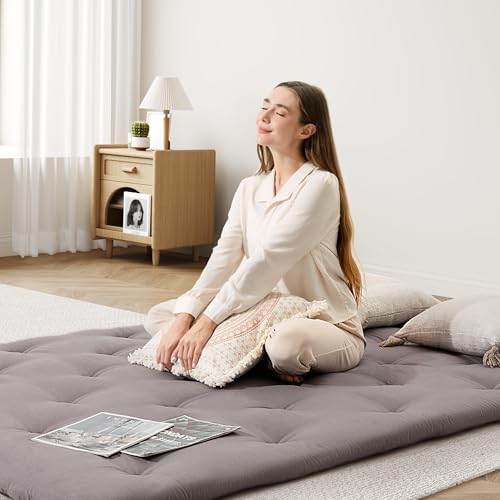 IMSMARTMART Futon Mattress Queen Futon Mattress 30"x 72" Foldable Roll Up 2.5" Tatami Multi Scene Floor Mattresses Yoga Living Room, Light Grey - Image 3