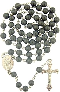 CB Imitation Marble Beads 22 Inch Rosary with Saint Michael Medal Centerpiece - Image 1