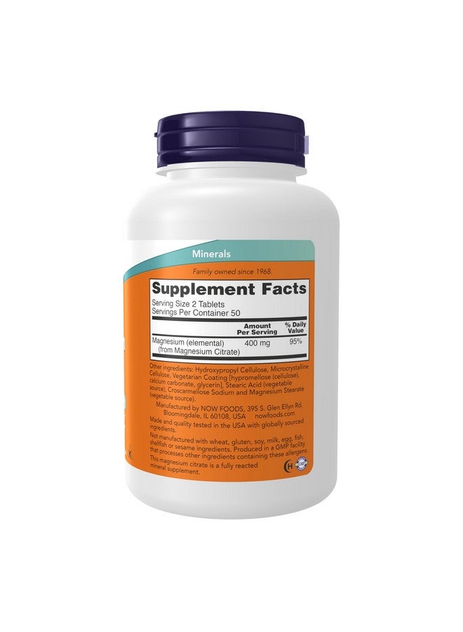 now مكملات NOW Foods، سترات المغنيسيوم 200 ملغ، وظيفة الإنزيم*، دعم الجهاز العصبي*، 100 قرص - Image 2