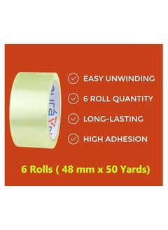 Duravel Duravel Clear Tape 6 pcs - Heavy Duty 2 inch x 50 YDs- clear tape roll - clear tape 2 inch, Packaging Tape, adhesive tape- packing tape clear for Packing Boxes- Pack of 6 Tapes  - Image 3