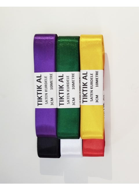 TıkTık BUY 3 cm Satin Ribbon Mixed Color 6 Pieces Model 9