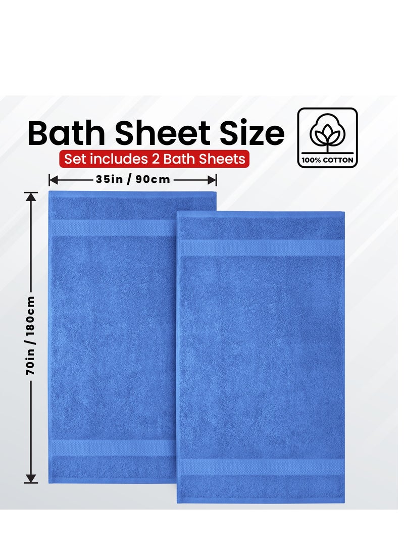 Infinitee Xclusives Premium Blue Bath Sheets – Pack of 2, 90cm x 180cm Large Bath Sheet Towel - 100% Cotton Ultra Soft and Absorbent Oversized Towels for Bathroom, Hotel & Spa Quality Towel by Infinitee Xclusives - Image 3