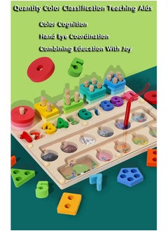 Generic Wooden Magnetic Puzzle Board 3 in 1 Educational Magnetic Color and Number Maze, Shape and Number Matching Game & Sorting Toys for 3+ Year Toddlers Fine Motor Training Wood Education Toy  - Image 2