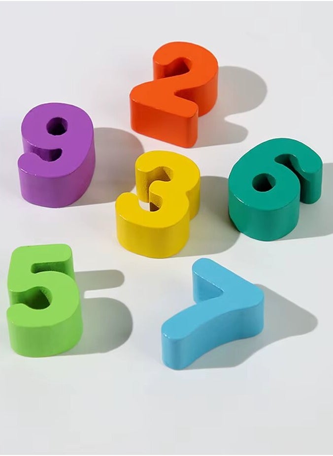 Wooden Magnetic Puzzle Board 3 in 1 Educational Magnetic Color and Number Maze, Shape and Number Matching Game & Sorting Toys for 3+ Year Toddlers Fine Motor Training Wood Education Toy