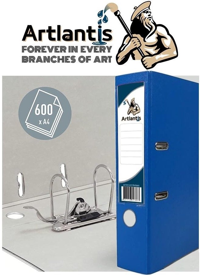 Artlantis Office Folder Blue Wide 2 Pieces Plastic Wide Blue Folder with Ring Stainless Steel Clips 2 Pieces  - Image 5