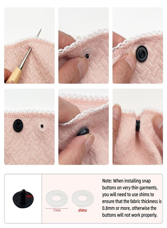 GTAAOY T5 Plastic Snaps,120 Set Black Snaps No Need Tools, No-Sew Buttons for Crafts Cloth Diaper Bibs - Image 3