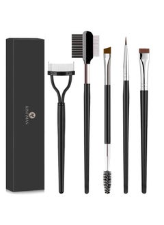 KingMas Eyebrow Brush & Eyelash Separator Eyeliner Brush and Brow Comb Lash Spoolie Brush, Steel Mascara Comb Grooming Brush, 5Pcs Eye Makeup Tools  - Image 1