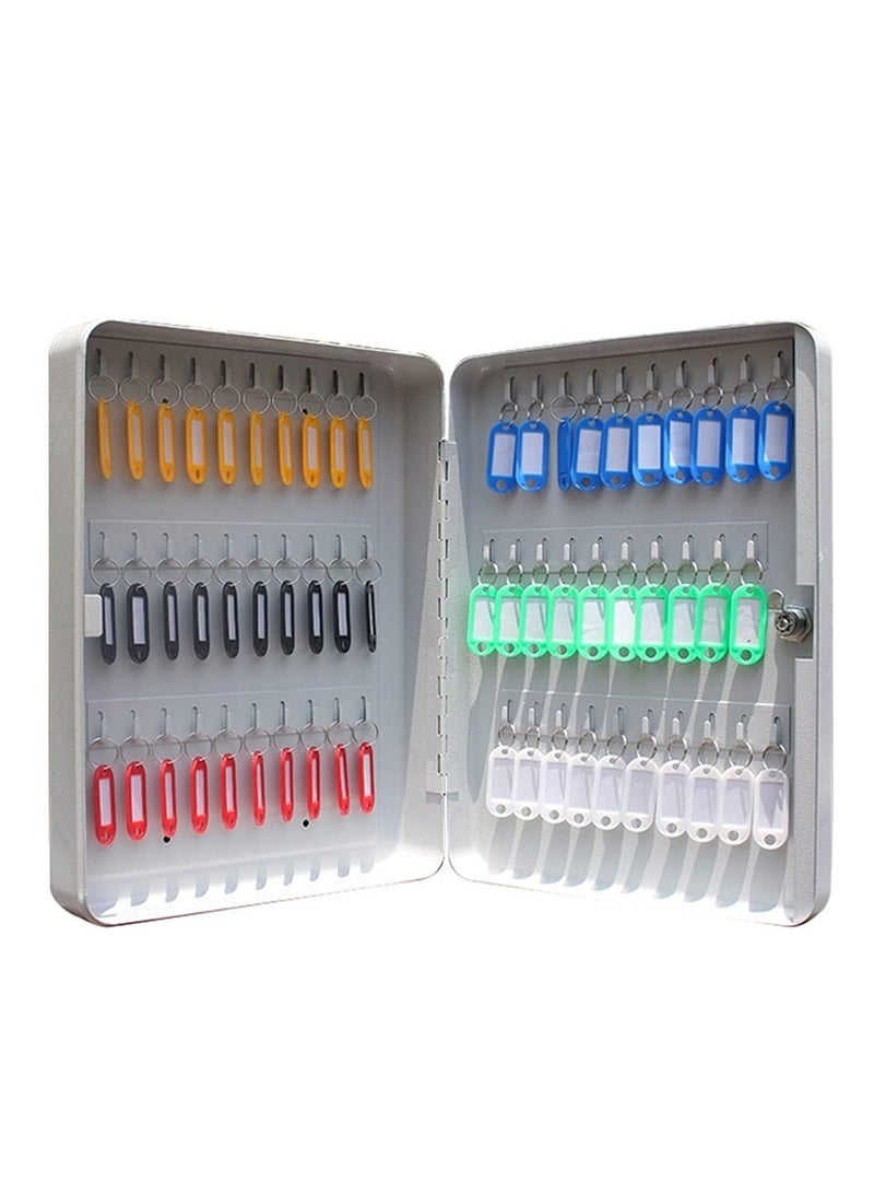 بيوينتي صندوق خزانة مفاتيح تساع 60 مفتاح  آمنة للتثبيت على الجدار، مصنوعة من الحديد، مع خطافات ملصقة وأرقام لتنظيم المفاتيح وحمايتها - Image 1