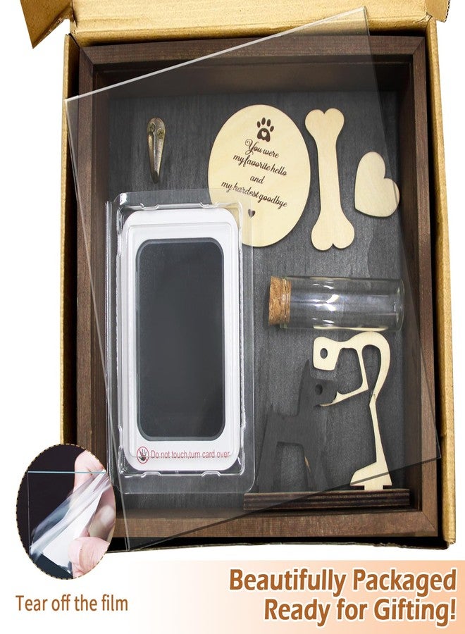 Yudlto 8.6'' Pet Shadow Box Memorial Gift with 1.8in Depth, Rustic Collar Holder Picture Frame Paw Print Kit Dog Cat Wooden Sculpture Pet Ashes Fur Jar Rainbow Sympathy Gift Tabletop Wall Hanging - Image 3