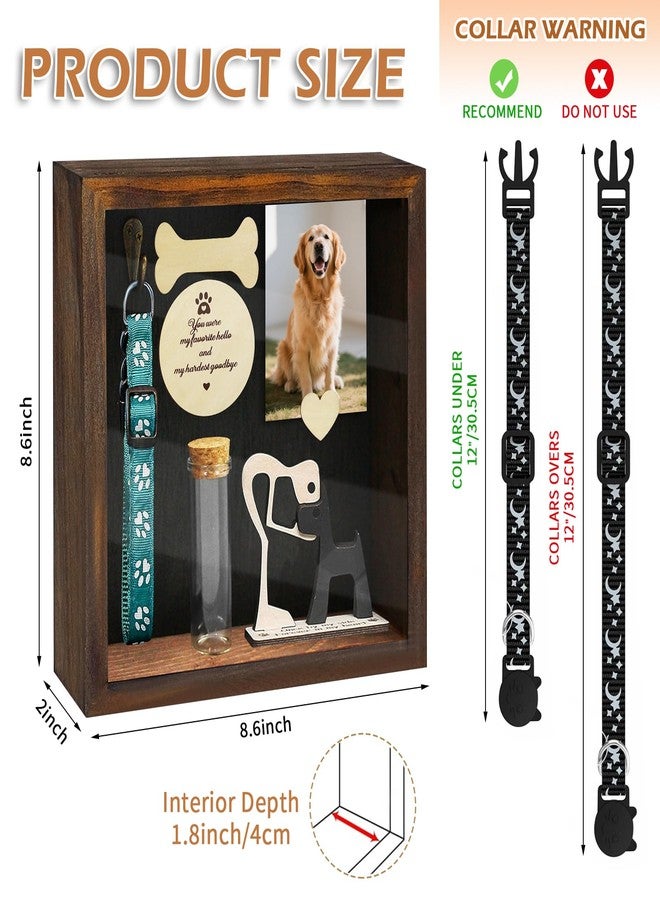 Yudlto 8.6'' Pet Shadow Box Memorial Gift with 1.8in Depth, Rustic Collar Holder Picture Frame Paw Print Kit Dog Cat Wooden Sculpture Pet Ashes Fur Jar Rainbow Sympathy Gift Tabletop Wall Hanging - Image 2