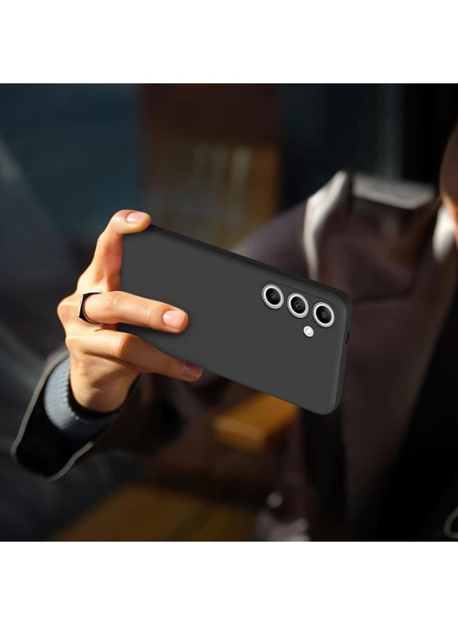 يويو تيك جراب سيليكون سائل رفيع وناعم ومقاوم للصدمات مع بطانة من الألياف الدقيقة لهاتف سامسونج S24 بلس جالاكسي S24+ مقاس 6.6 بوصة - أسود - Image 2