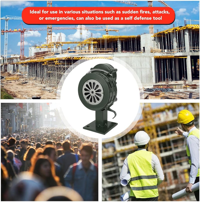 Hand Crank Siren Aluminium Alloy 110dB Loud Alarm, Emergency Air Raid Tornado Siren Horn - Portable Manual Warning Device, Durable Construction for Outdoor Use (Green) - Image 3
