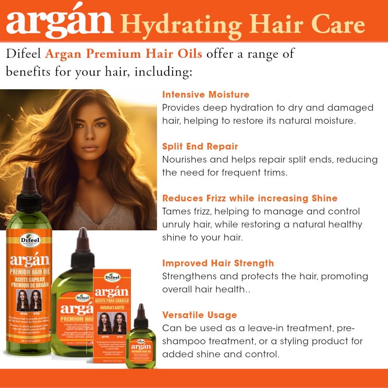 Difeel Argan Hydrating Premium Hair Oil 8 oz. - Hair Oil for Dry Hair and Natural Hair Oil Treatment - Image 3
