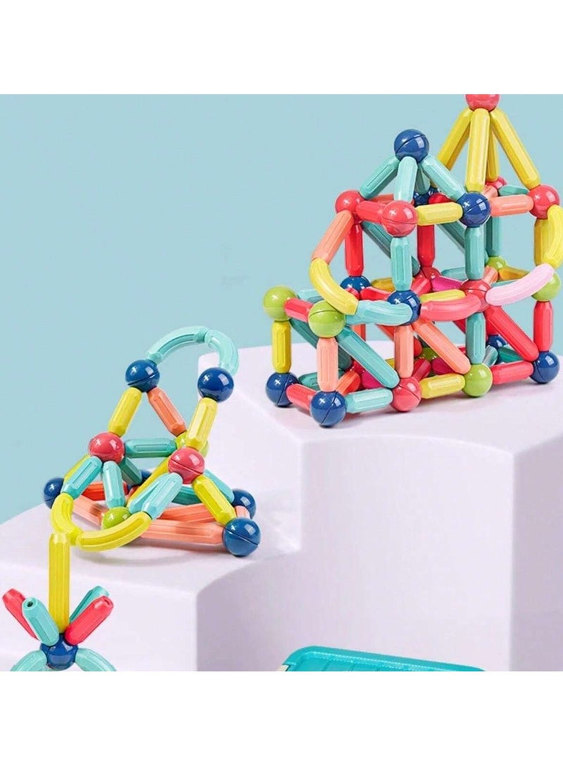 64pcs Magnetic Ball and Stick Building Set for Kids - Colorful 3D Construction Toy, Encourages Creativity, Fine Motor Skills, and Problem-Solving - Easy-to-Assemble Educational Set, Perfect for , Bi - Image 4