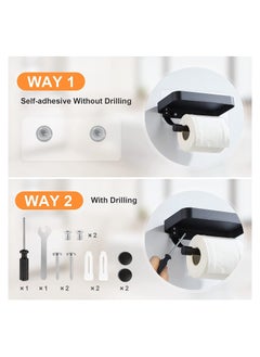 Y&D SYOSI Toilet Paper Holder with Phone Shelf, Stainless Steel Wall Mount, Bathroom Tissue Roll Shelf (1 PCS)  - Image 2