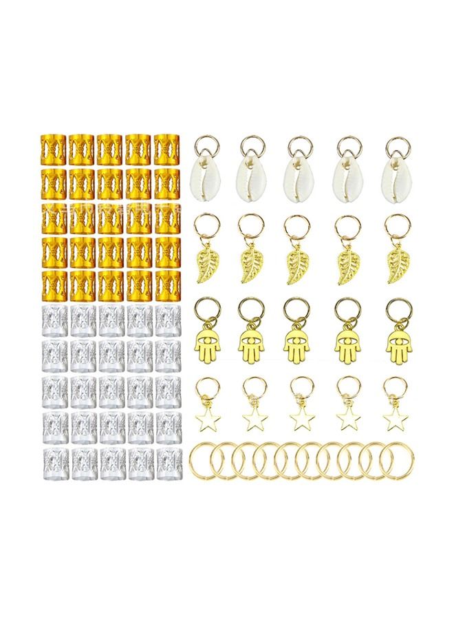 Arabest 80PCS Twisted Braid Hair Beads,Metal Cuff Braid Ring,Pendant Braid Clips,Hair Accessories,DIY Hair Braid Accessories,DIY Hair Accessories,Plating(Gold+silver) - Image 1