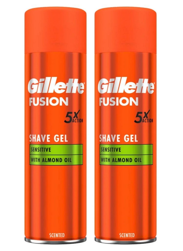 Gillette Pack Of 2 Gillette Fusion 5 Shave Gel 200ml Sensitive‏  - Image 1