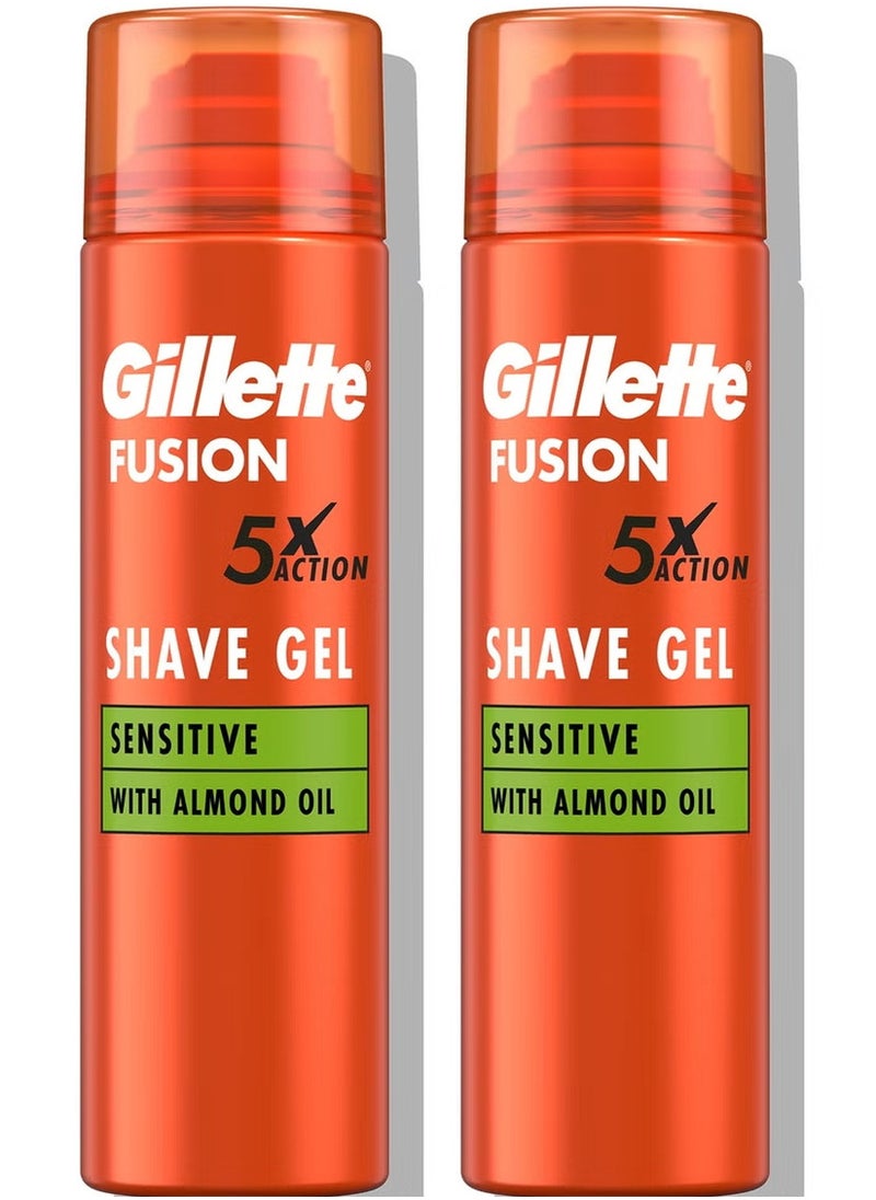 Gillette Pack Of 2 Gillette Fusion 5 Shave Gel 200ml Sensitive‏  - Image 2