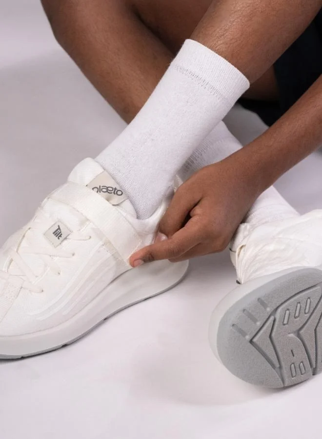 PLAETO Nova White School Shoes for Kids - Hook and Loop Fastening