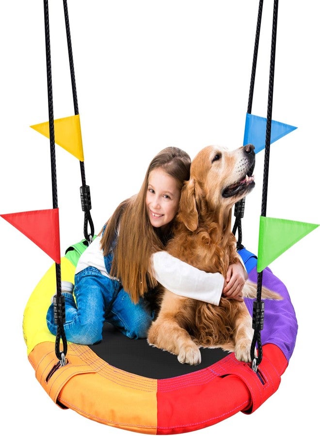 Odoland Saucer Kid Tree Swing - 900D Waterproof Oxford Platform Outdoor Round Flying Saucer Swing for Backyard wirh Adjustable Hanging Ropes for 12 Years Kids Color - Image 1