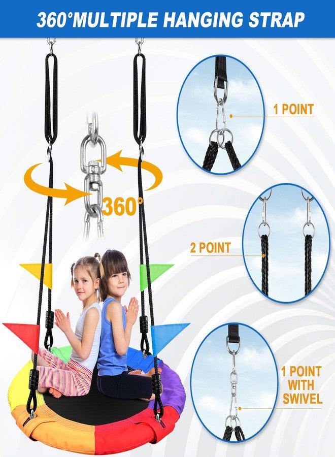 Odoland Saucer Kid Tree Swing - 900D Waterproof Oxford Platform Outdoor Round Flying Saucer Swing for Backyard wirh Adjustable Hanging Ropes for 12 Years Kids Color - Image 3