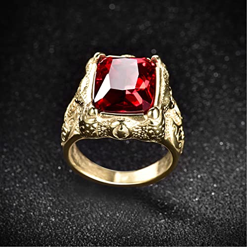 MASOP Stainless Steel Male Rings Red CZ Cubic Zirconia Wedding Band Ring Jewelry Size 12 - Image 5