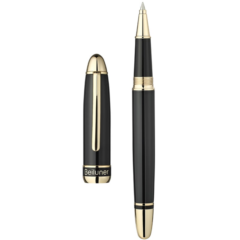 BEILUNER 315 Luxury Rollerball Pen, with 24K Gold Finish, Black Piano Lacquer, Luxury Grade Craftsmanship, Best Pen Gift Set for Men and Women, Professional, Executive, Office, Fancy, Nice Pens - Image 1